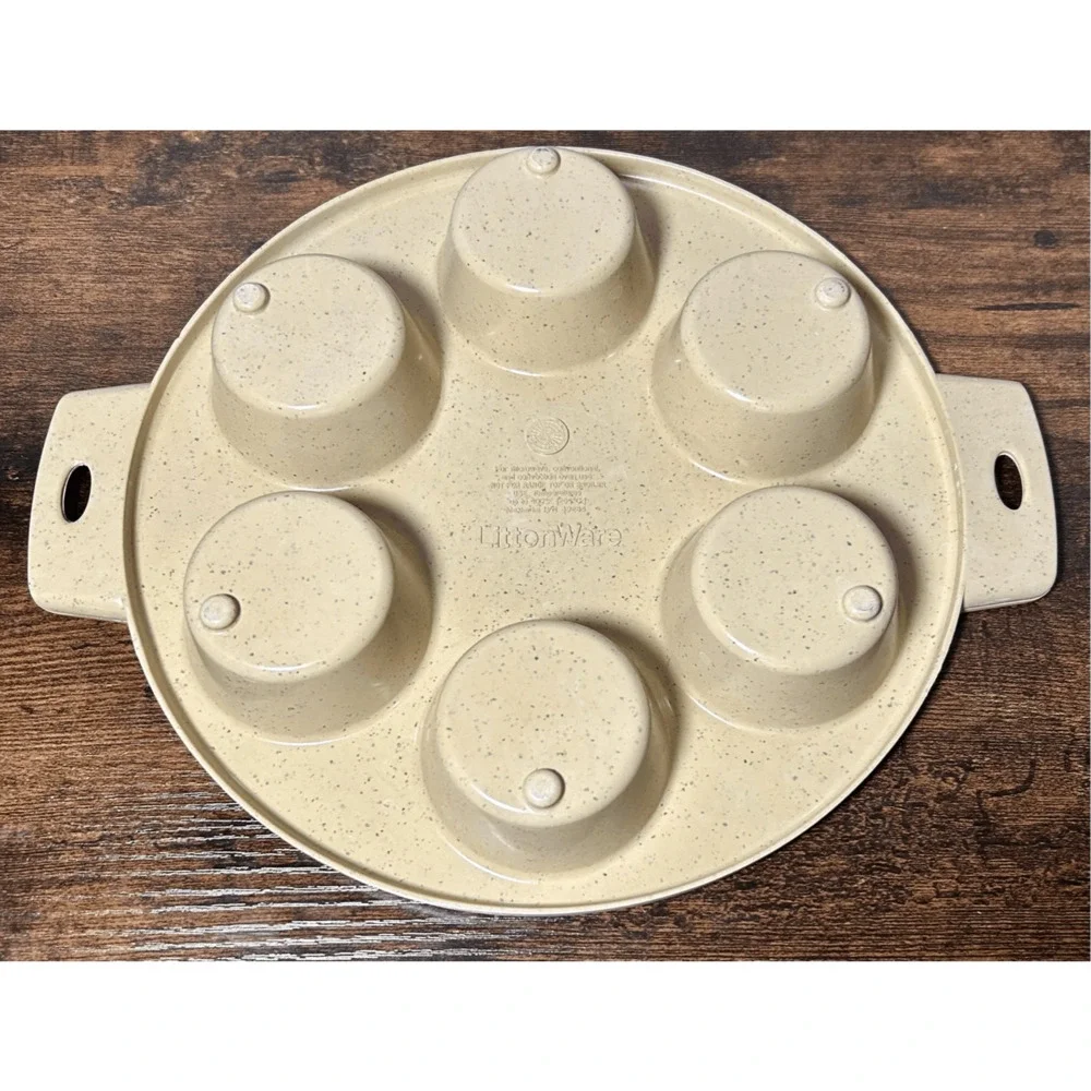 Vintage LittonWare Microwave Oven Cookware 6 Cupcake Muffin Pan 39284 1970's